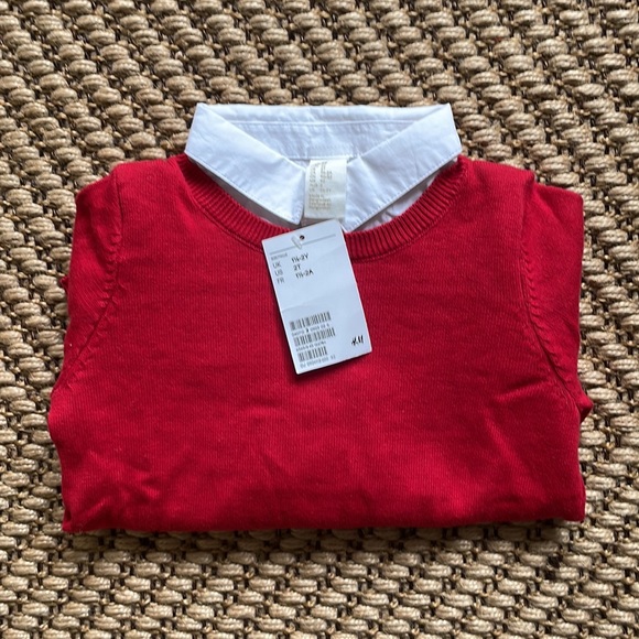 3 for $25❗️Boy’s Red Sweater with Faux Collar. Size 1.5-2Y. - Picture 2 of 6